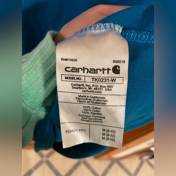 Carhartt Women’s Long Sleeve Logo Tee in Marine Blue - Picture 6 of 6